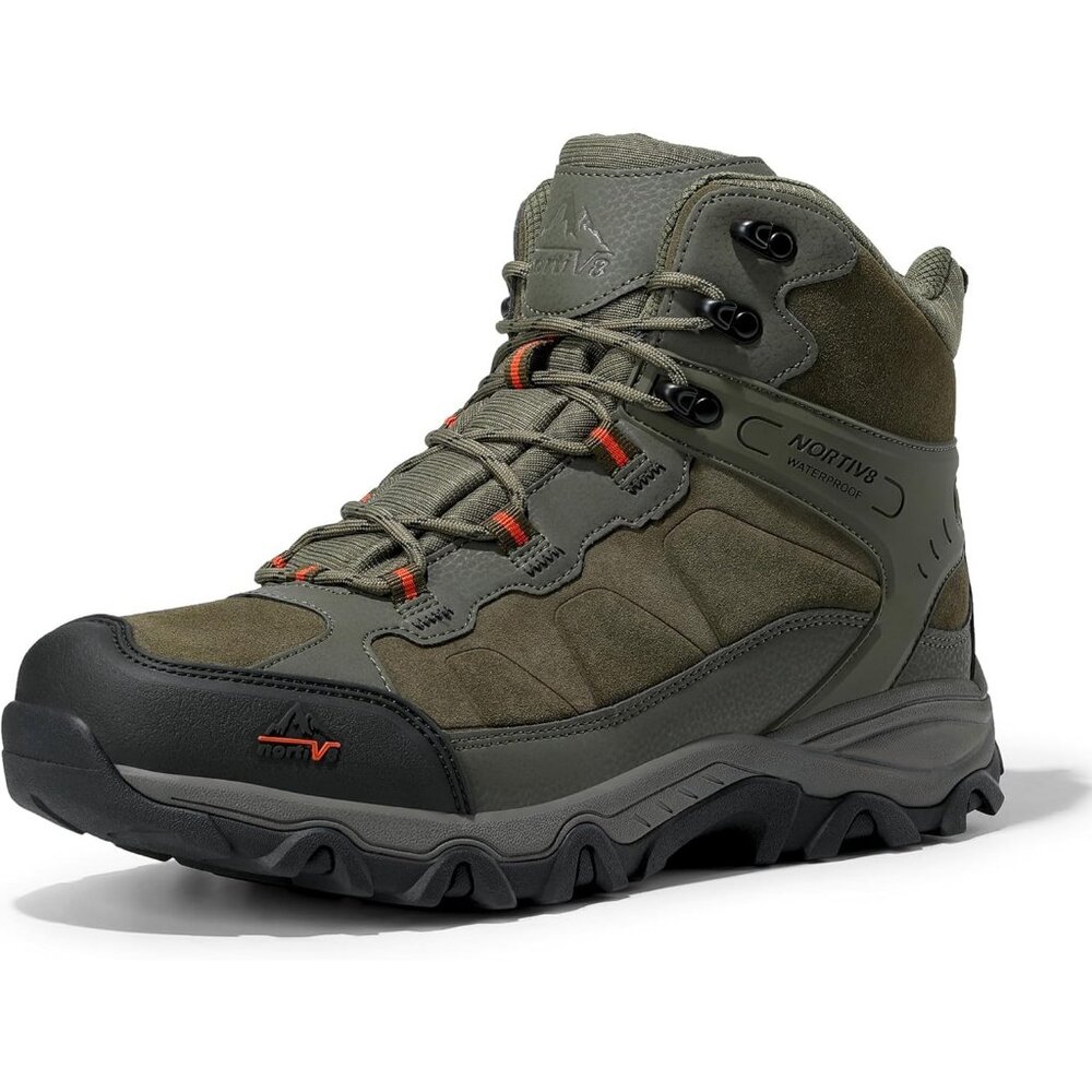 NORTIV 8 Men's Hiking Boots Mid Trekking Mountaineering Shoes Army Green